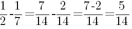 Решение дробей 1/2 минус 1/7