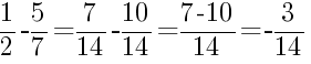 Решение дробей 1/2 минус 5/7