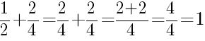 Решение дробей 1/2 плюс 2/4
