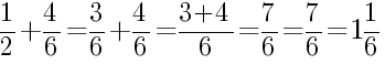 Решение дробей 1/2 плюс 4/6