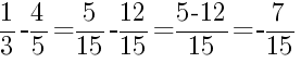 Решение дробей 1/3 минус 4/5