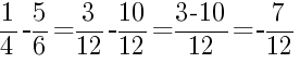 Решение дробей 1/4 минус 5/6