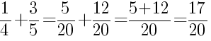 Решение дробей 1/4 плюс 3/5