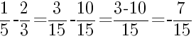 Решение дробей 1/5 минус 2/3