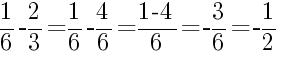 Решение дробей 1/6 минус 2/3