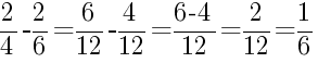 Решение дробей 2/4 минус 2/6