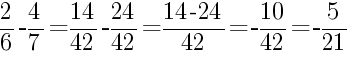 Решение дробей 2/6 минус 4/7