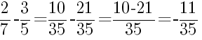 Решение дробей 2/7 минус 3/5
