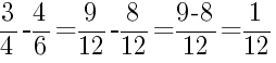 Решение дробей 3/4 минус 4/6