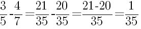 Решение дробей 3/5 минус 4/7