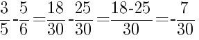 Решение дробей 3/5 минус 5/6