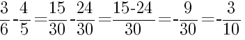 Решение дробей 3/6 минус 4/5