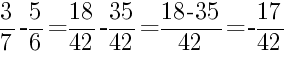 Решение дробей 3/7 минус 5/6