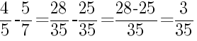 Решение дробей 4/5 минус 5/7